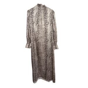NWT Refka Women's Gray Black Animal Print Mock Neck Maxi Dress Size 6